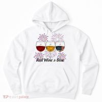 Red Wine & Blue 4th Of July Red White Blue Wine Glasses Hoodie thumb 0