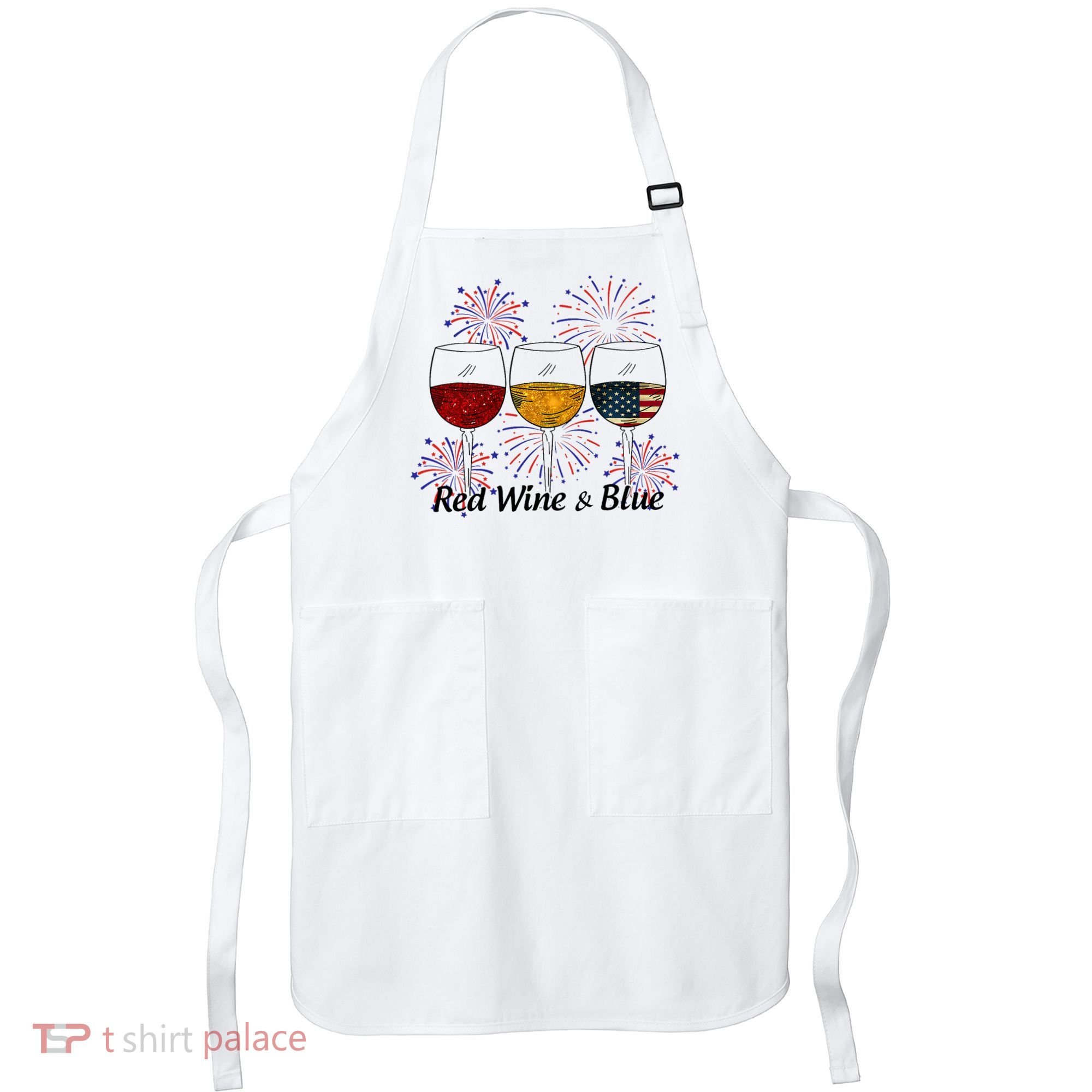 Red Wine & Blue 4th Of July Red White Blue Wine Glasses Apron