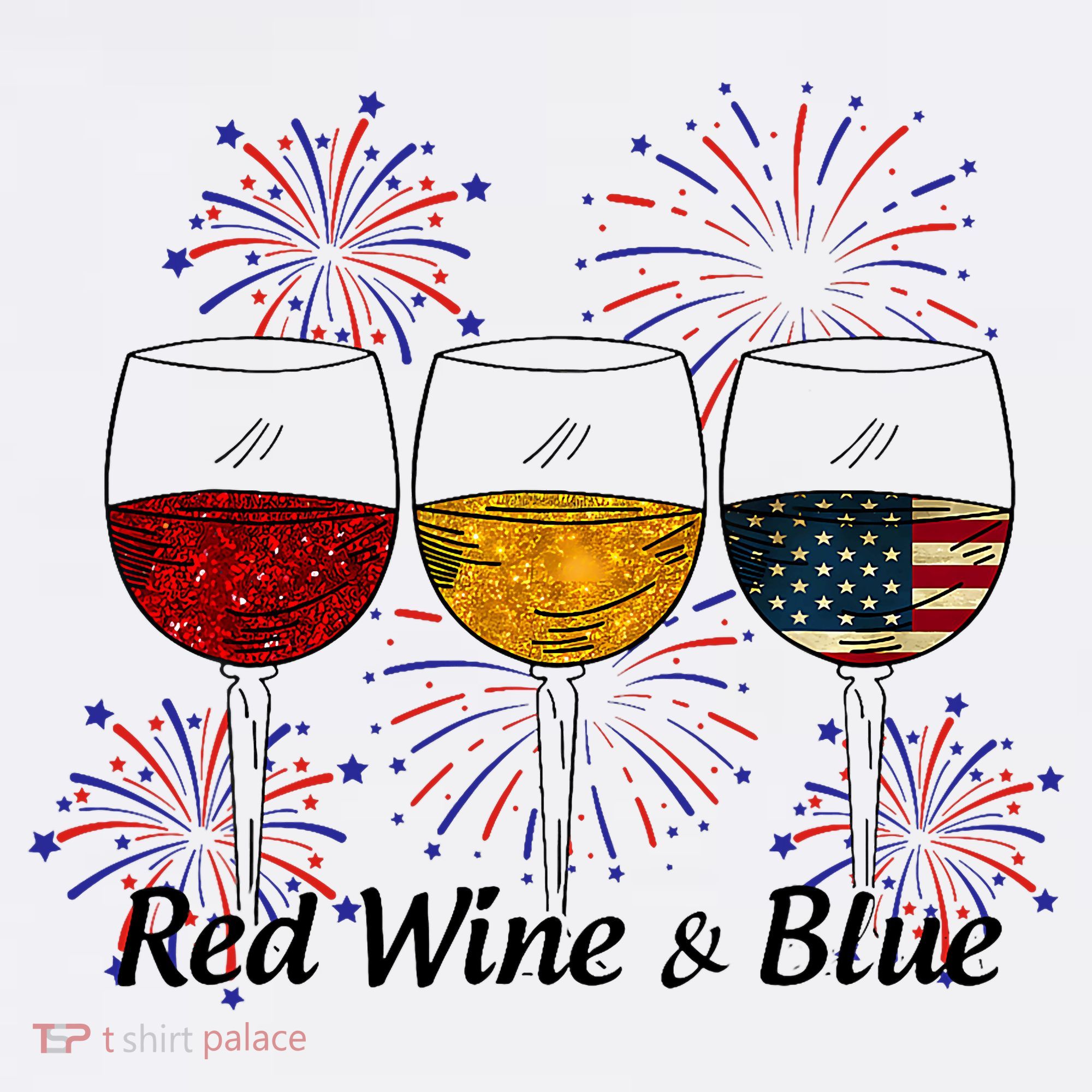 Red Wine & Blue 4th Of July Red White Blue Wine Glasses Sweatshirt