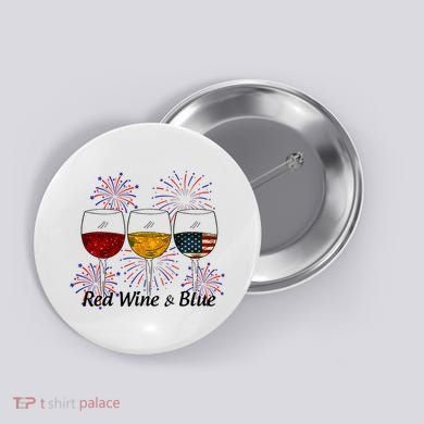 Red Wine & Blue 4th Of July Red White Blue Wine Glasses Button