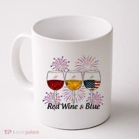 Red Wine & Blue 4th Of July Red White Blue Wine Glasses Coffee Mug thumb 0