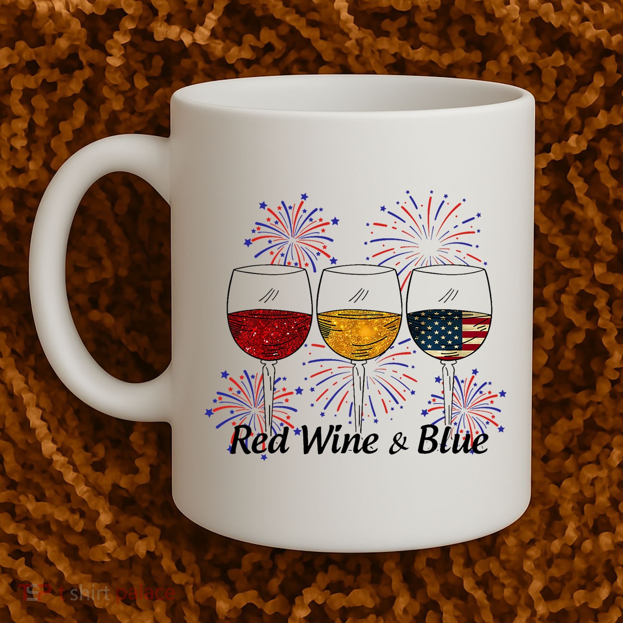 Red Wine & Blue 4th Of July Red White Blue Wine Glasses Coffee Mug