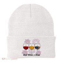 Red Wine & Blue 4th Of July Red White Blue Wine Glasses Beanie thumb 0