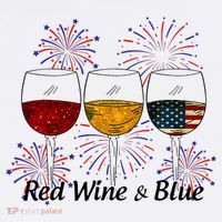 Red Wine & Blue 4th Of July Red White Blue Wine Glasses Women's Hoodie thumb 2