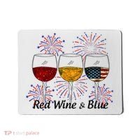 Red Wine & Blue 4th Of July Red White Blue Wine Glasses Mousepad thumb 0
