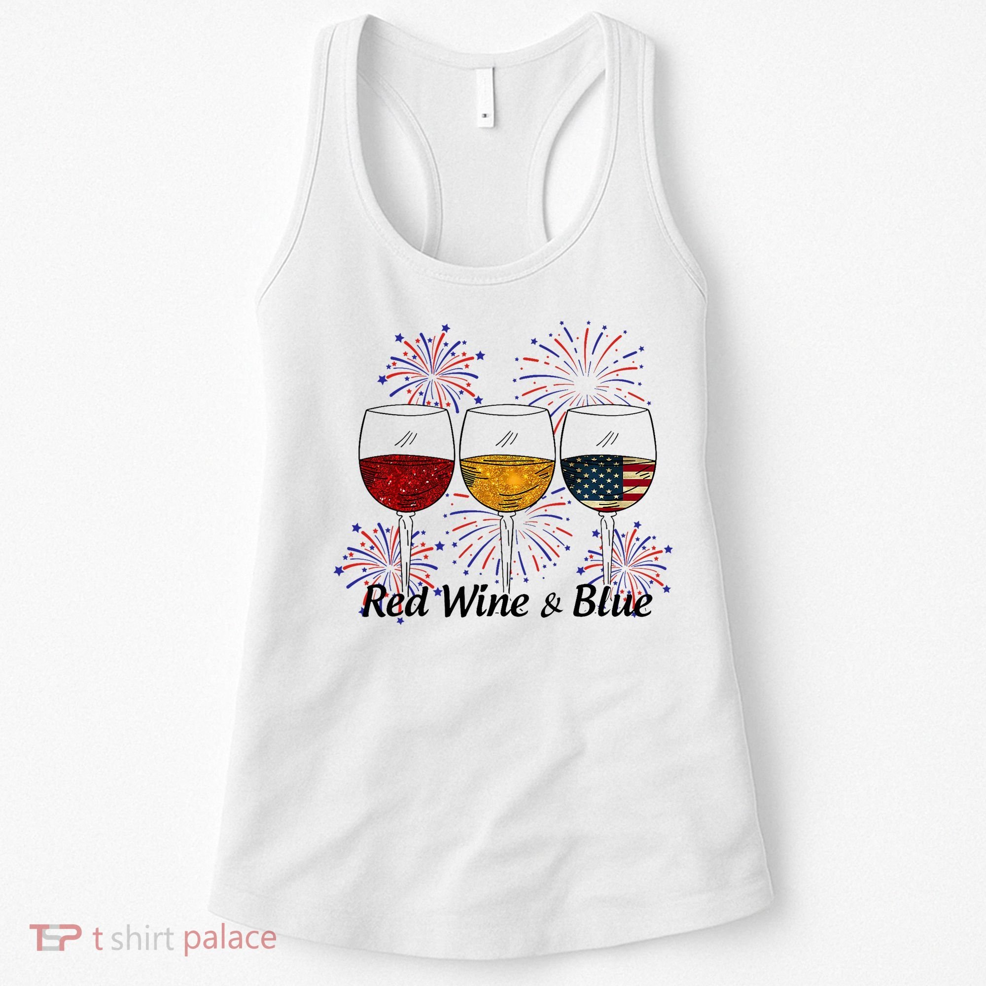Red Wine & Blue 4th Of July Red White Blue Wine Glasses Women's Tank Top
