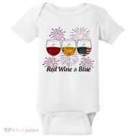 Red Wine & Blue 4th Of July Red White Blue Wine Glasses Baby Bodysuit thumb 0