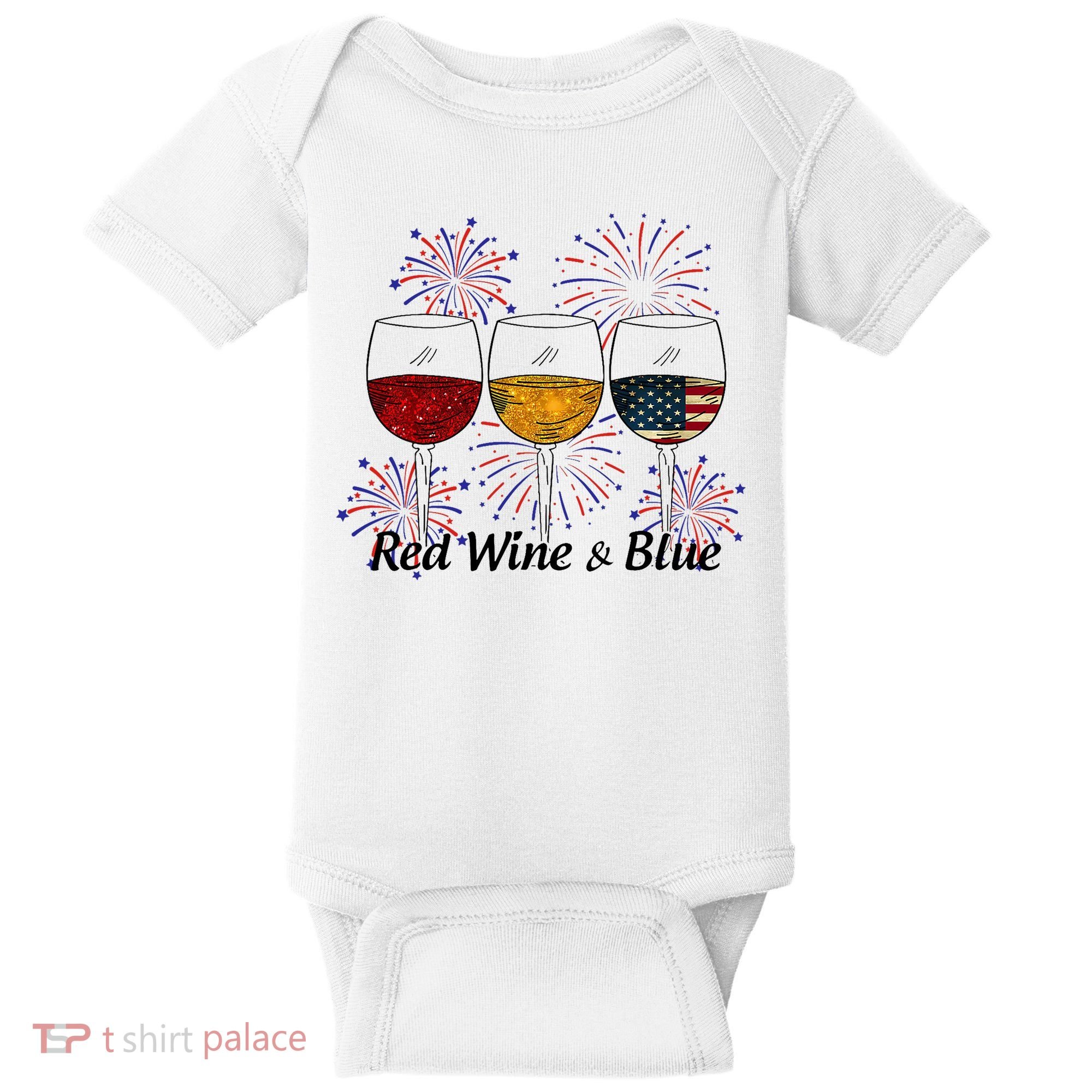 Red Wine & Blue 4th Of July Red White Blue Wine Glasses Baby Bodysuit