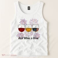 Red Wine & Blue 4th Of July Red White Blue Wine Glasses Tank Top thumb 2