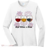 Red Wine & Blue 4th Of July Red White Blue Wine Glasses Women's Long Sleeve Shirt thumb 0