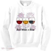 Red Wine & Blue 4th Of July Red White Blue Wine Glasses Kids Sweatshirt thumb 0