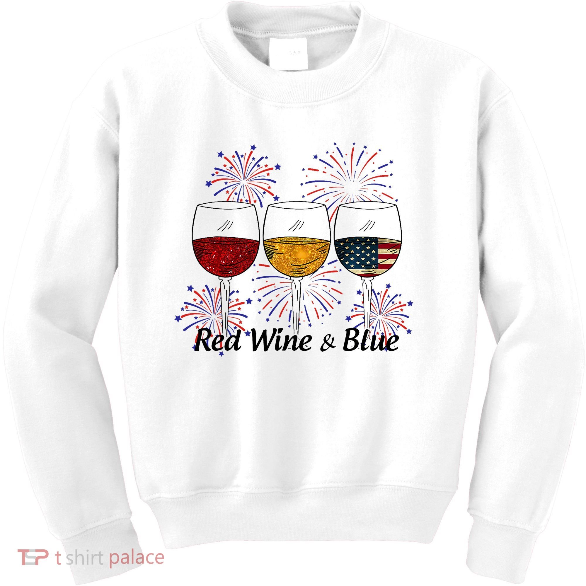 Red Wine & Blue 4th Of July Red White Blue Wine Glasses Kids Sweatshirt