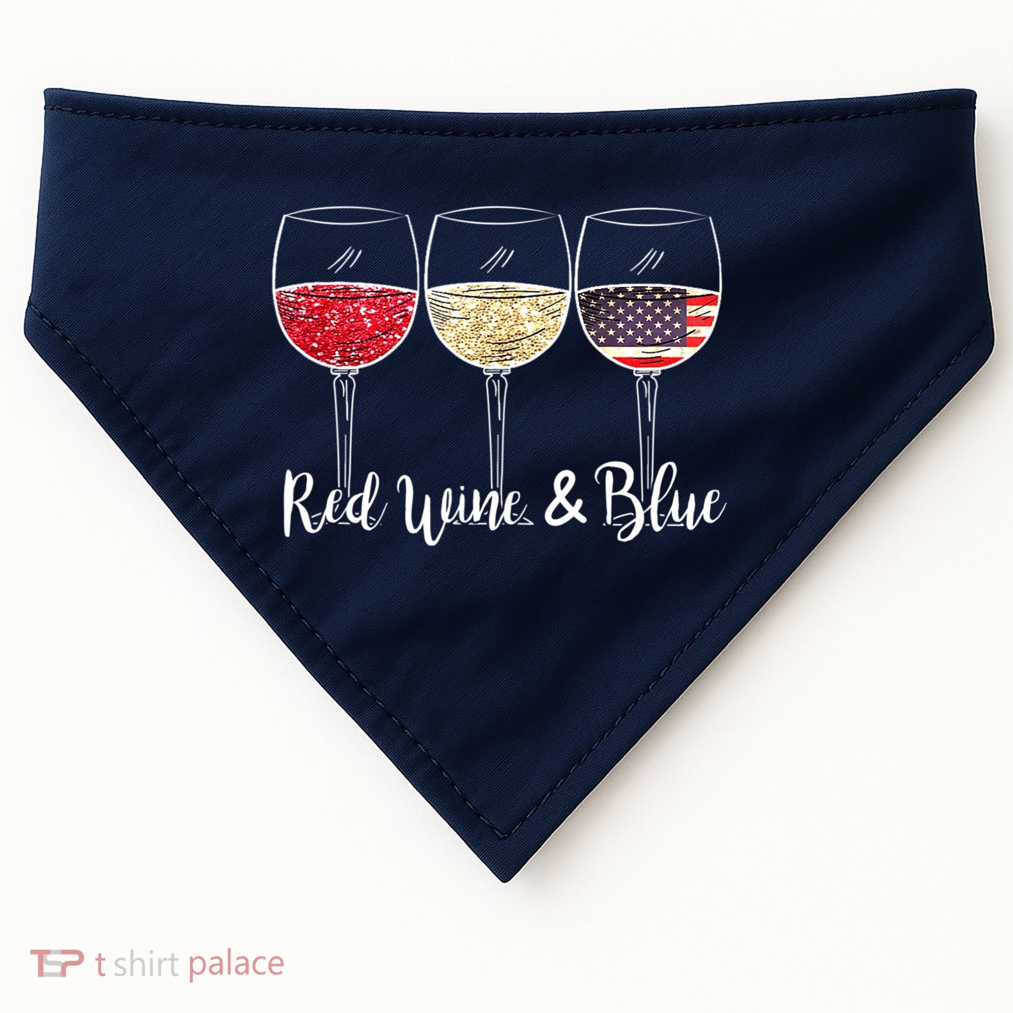Red Wine & Blue 4th Of July Wine Red White Blue Wine Glasses USA-Made Doggie Bandana