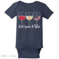 Red Wine & Blue 4th Of July Wine Red White Blue Wine Glasses Baby Bodysuit thumb 0