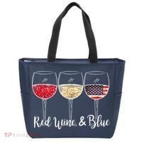 Red Wine & Blue 4th Of July Wine Red White Blue Wine Glasses Tote Bag thumb 0