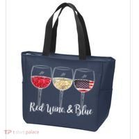 Red Wine & Blue 4th Of July Wine Red White Blue Wine Glasses Tote Bag thumb 3