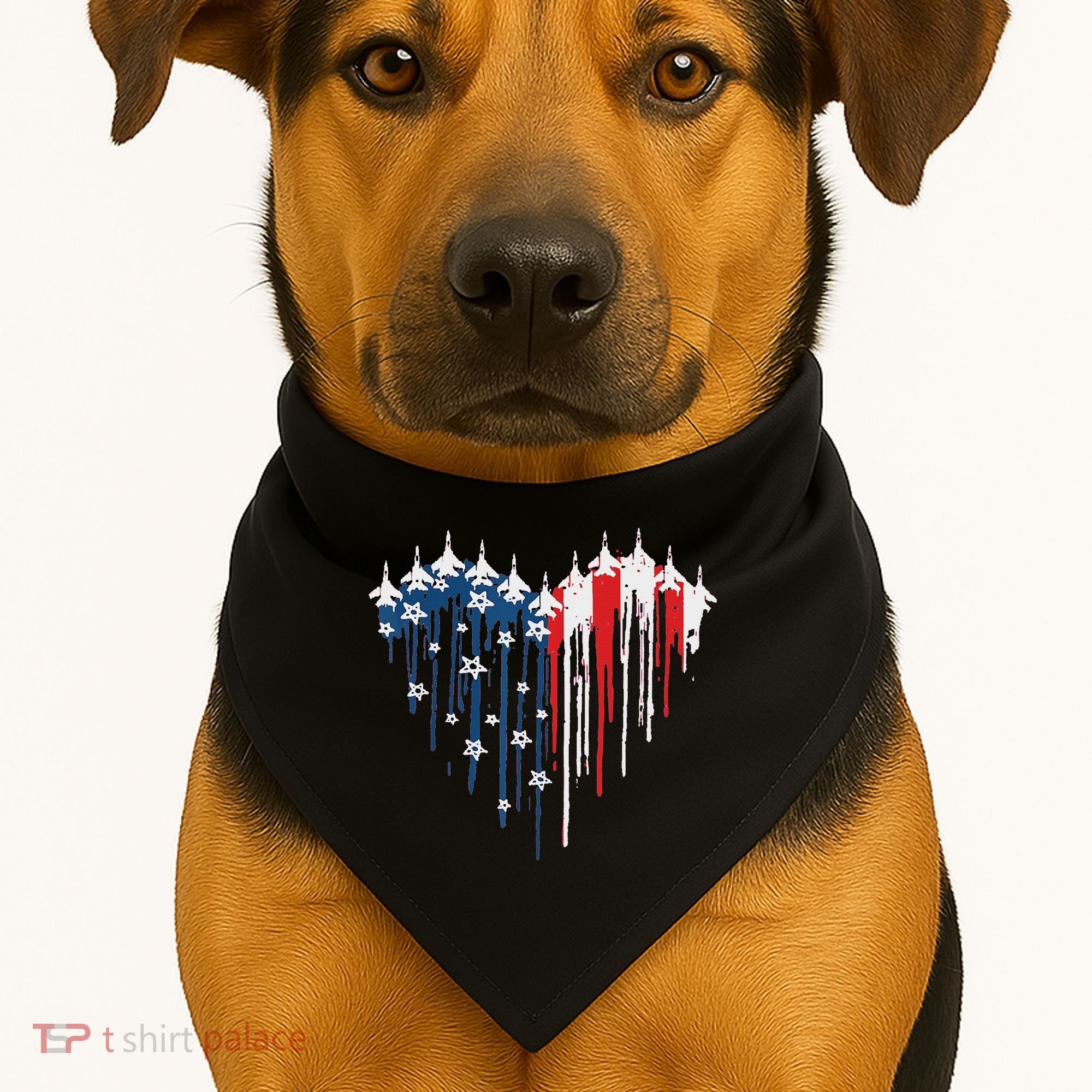 Red White Blue Flyover 4th Of July American Flag USA-Made Doggie Bandana