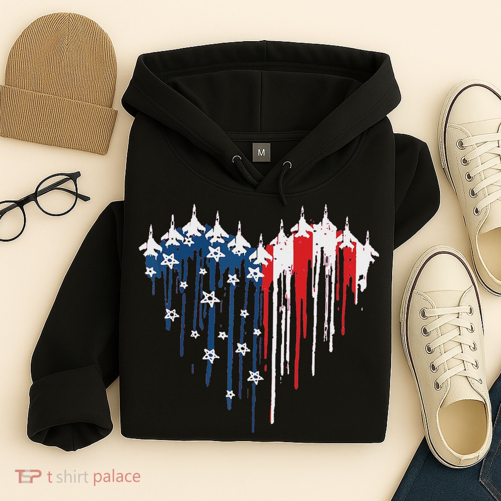 Red White Blue Flyover 4th Of July American Flag Hoodie