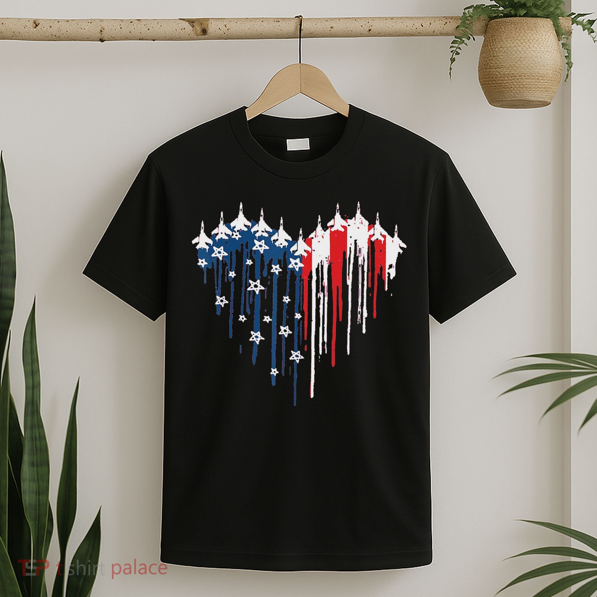 Red White Blue Flyover 4th Of July American Flag T-Shirt