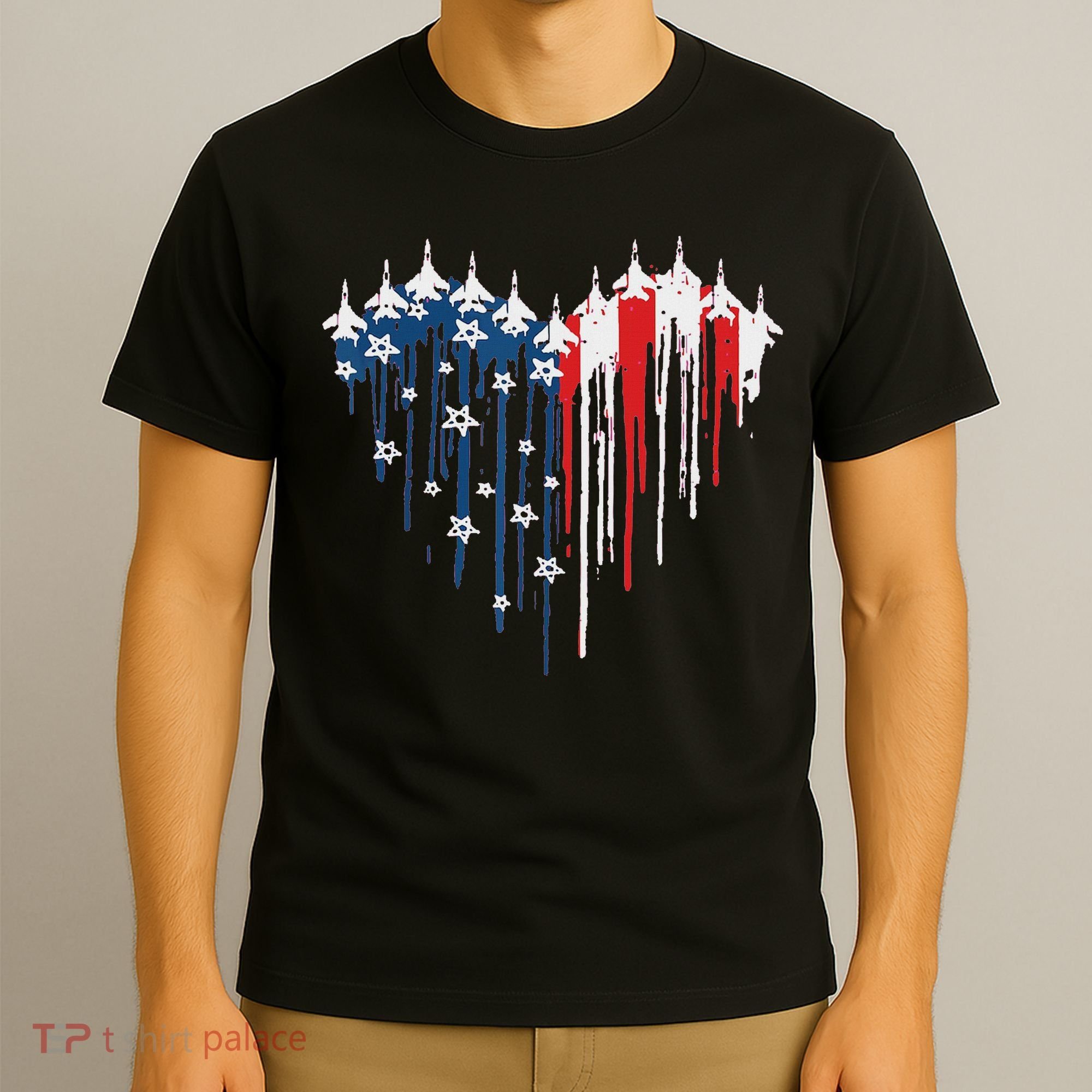 Red White Blue Flyover 4th Of July American Flag T-Shirt