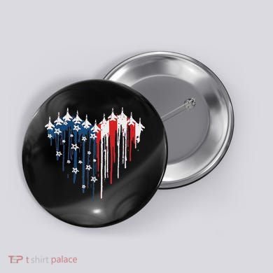Red White Blue Flyover 4th Of July American Flag Button