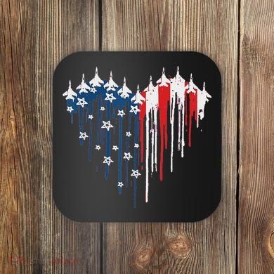 Red White Blue Flyover 4th Of July American Flag Coaster