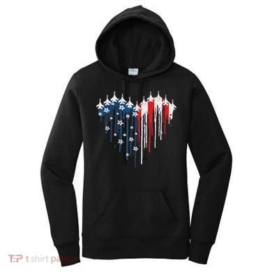 Red White Blue Flyover 4th Of July American Flag Women's Hoodie