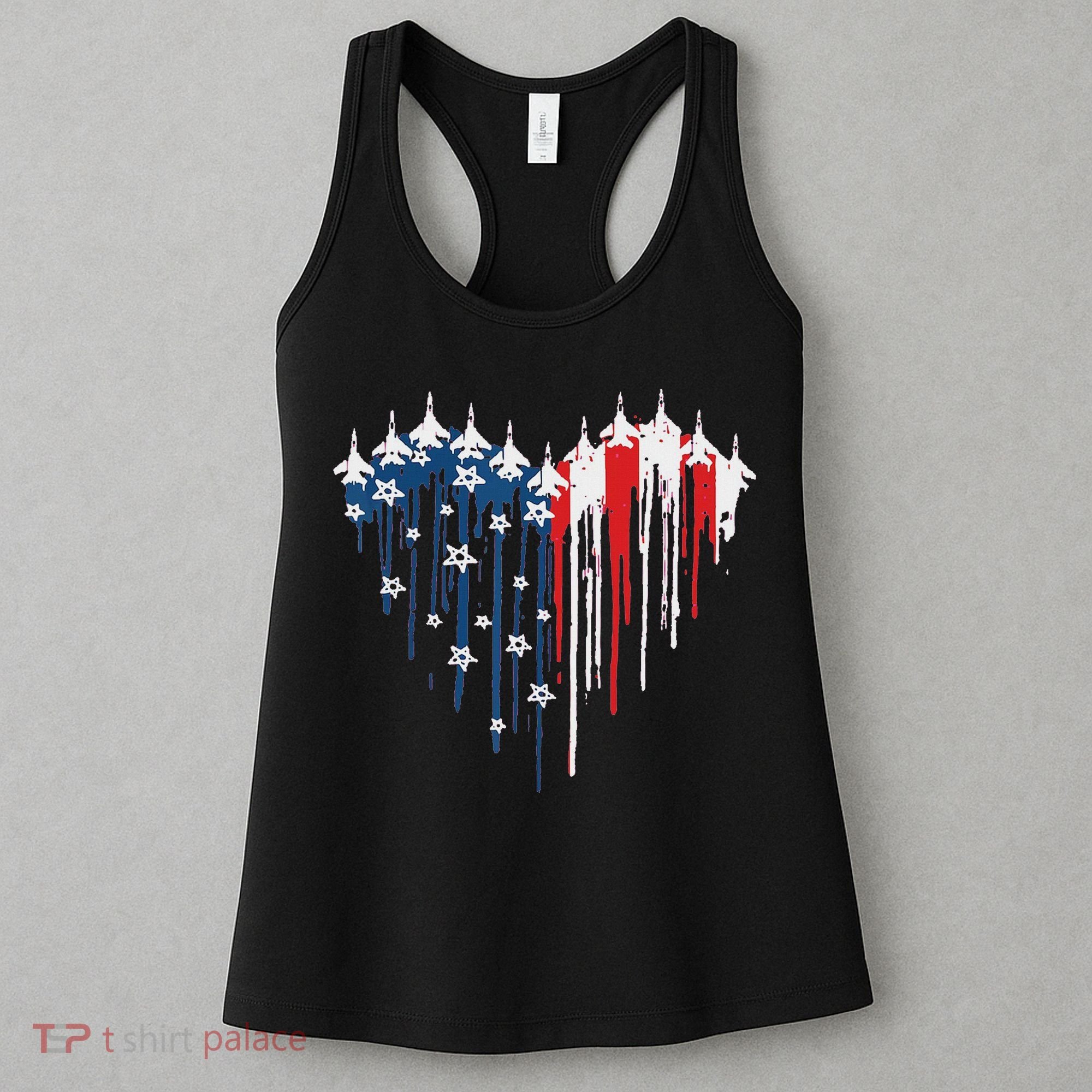 Red White Blue Flyover 4th Of July American Flag Women's Tank Top