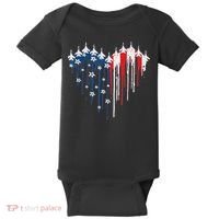 Red White Blue Flyover 4th Of July American Flag Baby Bodysuit thumb 0