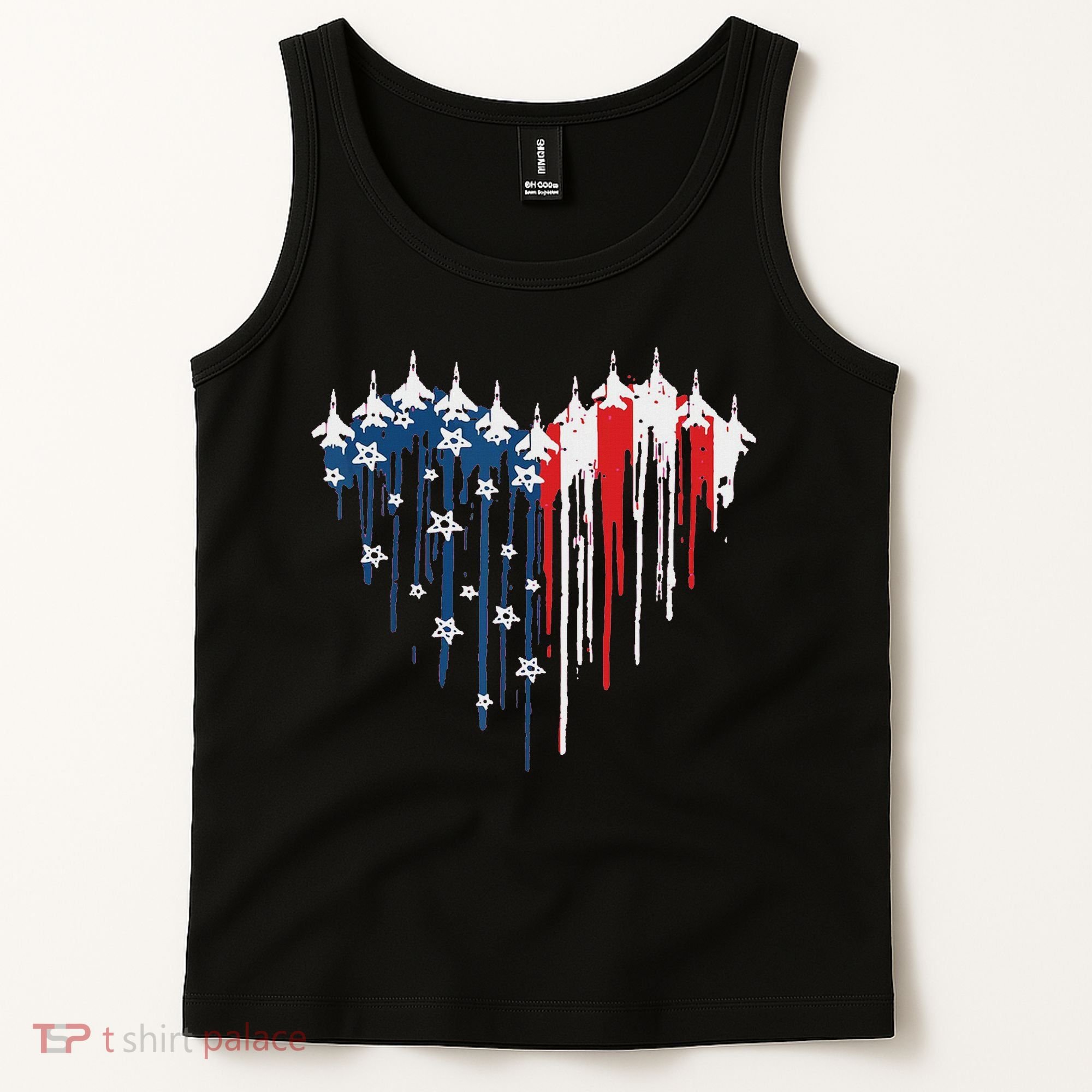 Red White Blue Flyover 4th Of July American Flag Tank Top