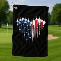 Red White Blue Flyover 4th Of July American Flag Golf Towel thumb 1