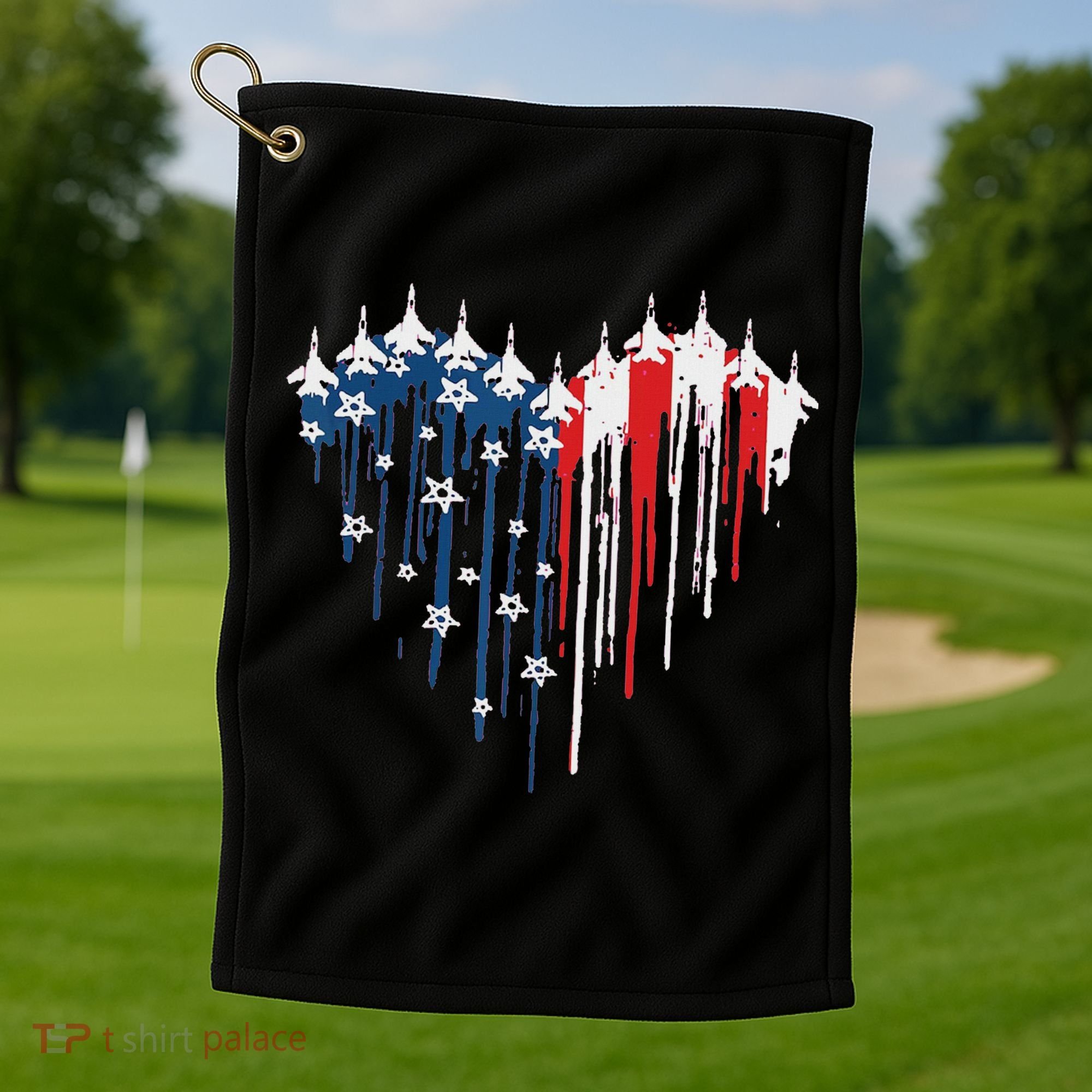 Red White Blue Flyover 4th Of July American Flag Golf Towel