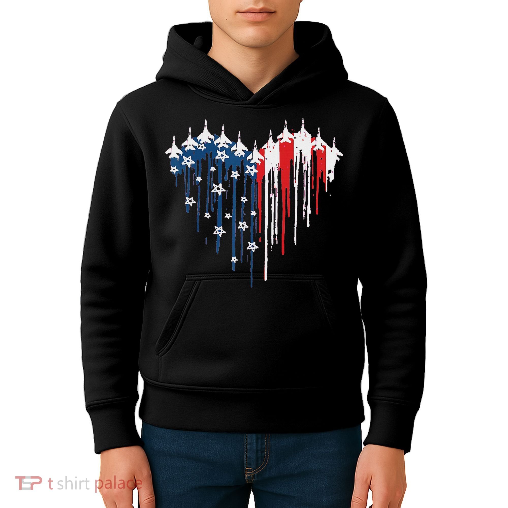 Red White Blue Flyover 4th Of July American Flag Kids Hoodie