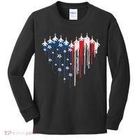 Red White Blue Flyover 4th Of July American Flag Kids Long Sleeve Shirt thumb 0