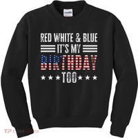 Red White & Blue It's My Birthday Too 4th Of July Patriotic Kids Sweatshirt thumb 0