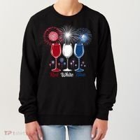 Red Wine & Blue 4th Of July Wine Glasses Firework Patriotic Women's Sweatshirt thumb 0