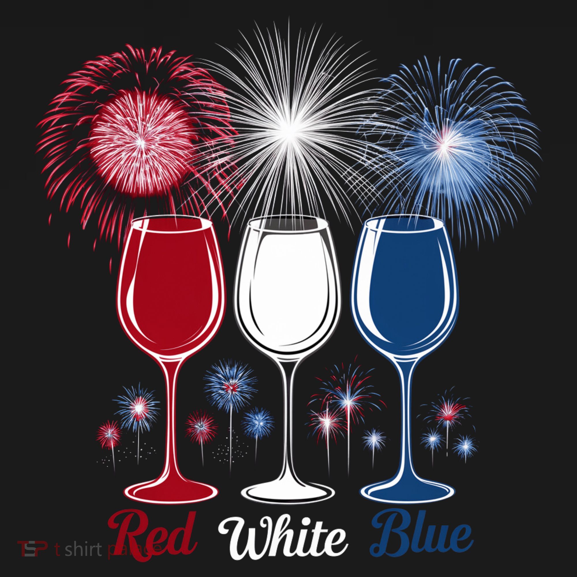 Red Wine & Blue 4th Of July Wine Glasses Firework Patriotic Sweatshirt