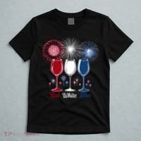 Red Wine & Blue 4th Of July Wine Glasses Firework Patriotic T-Shirt thumb 5