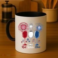 Red Wine & Blue 4th Of July Wine Glasses Firework Patriotic Coffee Mug thumb 4