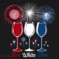 Red Wine & Blue 4th Of July Wine Glasses Firework Patriotic Coaster thumb 2
