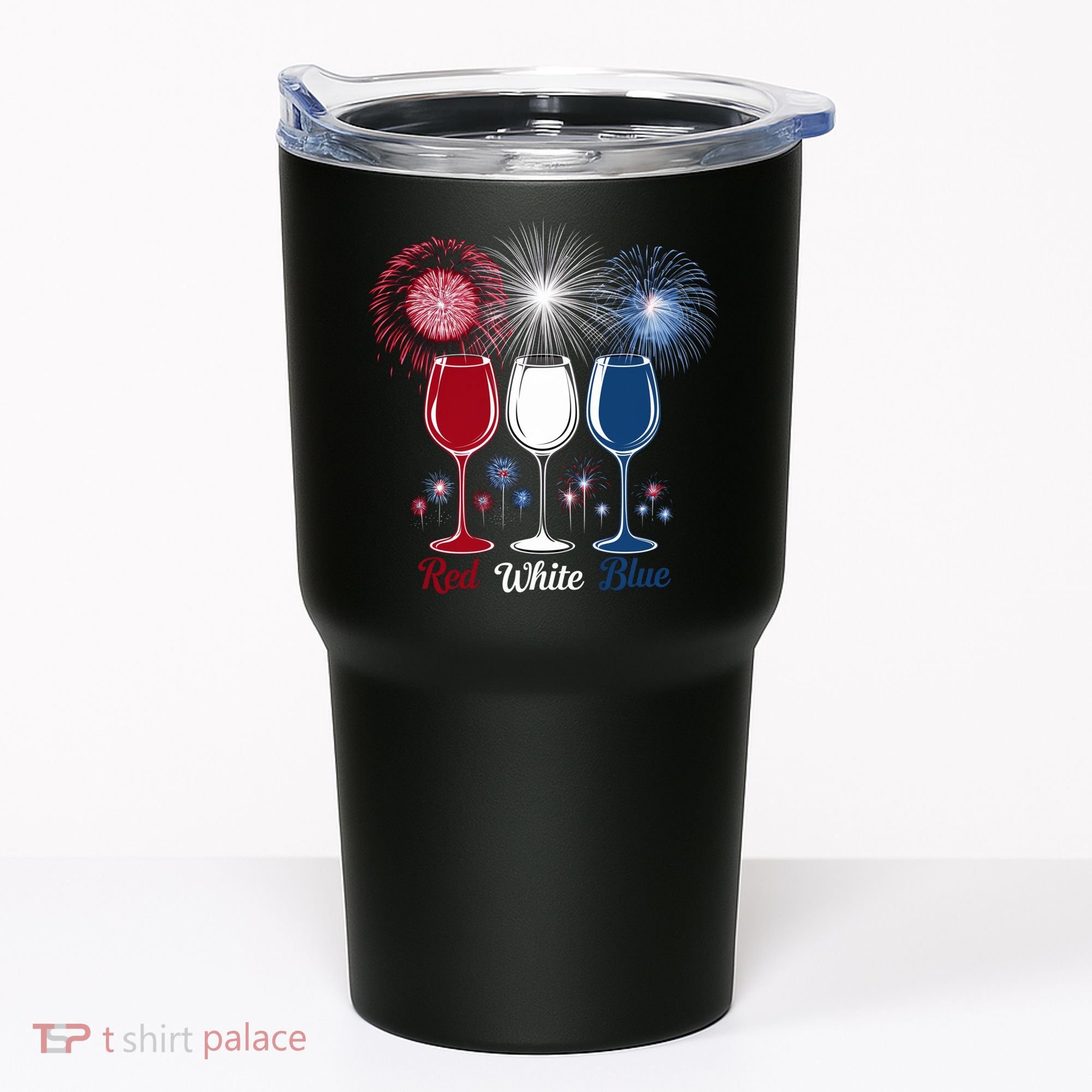 Red Wine & Blue 4th Of July Wine Glasses Firework Patriotic Tumbler