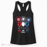 Red Wine & Blue 4th Of July Wine Glasses Firework Patriotic Women's Tank Top thumb 0