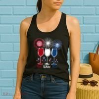 Red Wine & Blue 4th Of July Wine Glasses Firework Patriotic Women's Tank Top thumb 2