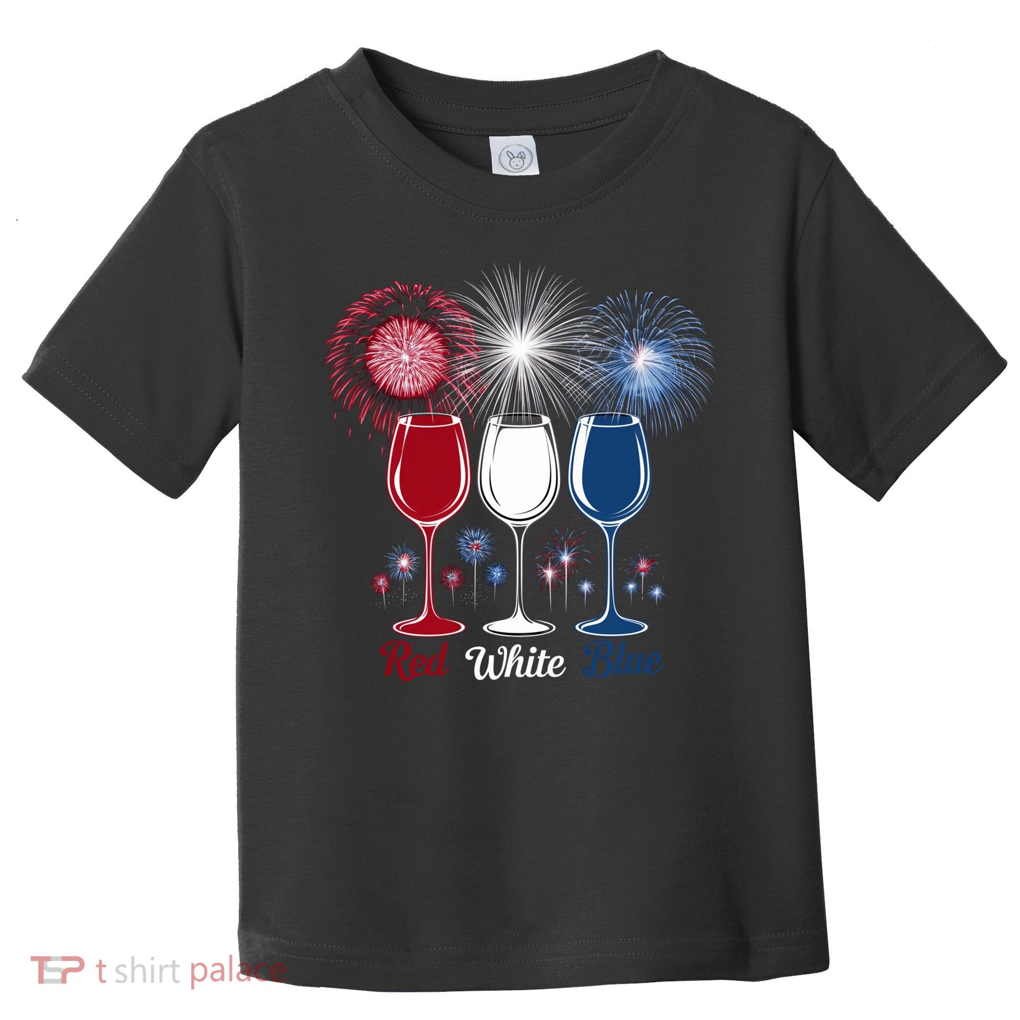 Red Wine & Blue 4th Of July Wine Glasses Firework Patriotic Toddler T-Shirt