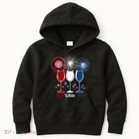 Red Wine & Blue 4th Of July Wine Glasses Firework Patriotic Kids Hoodie thumb 0