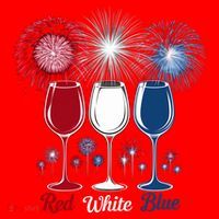 Red Wine & Blue 4th Of July Wine Glasses Firework Patriotic Santa Hat thumb 1