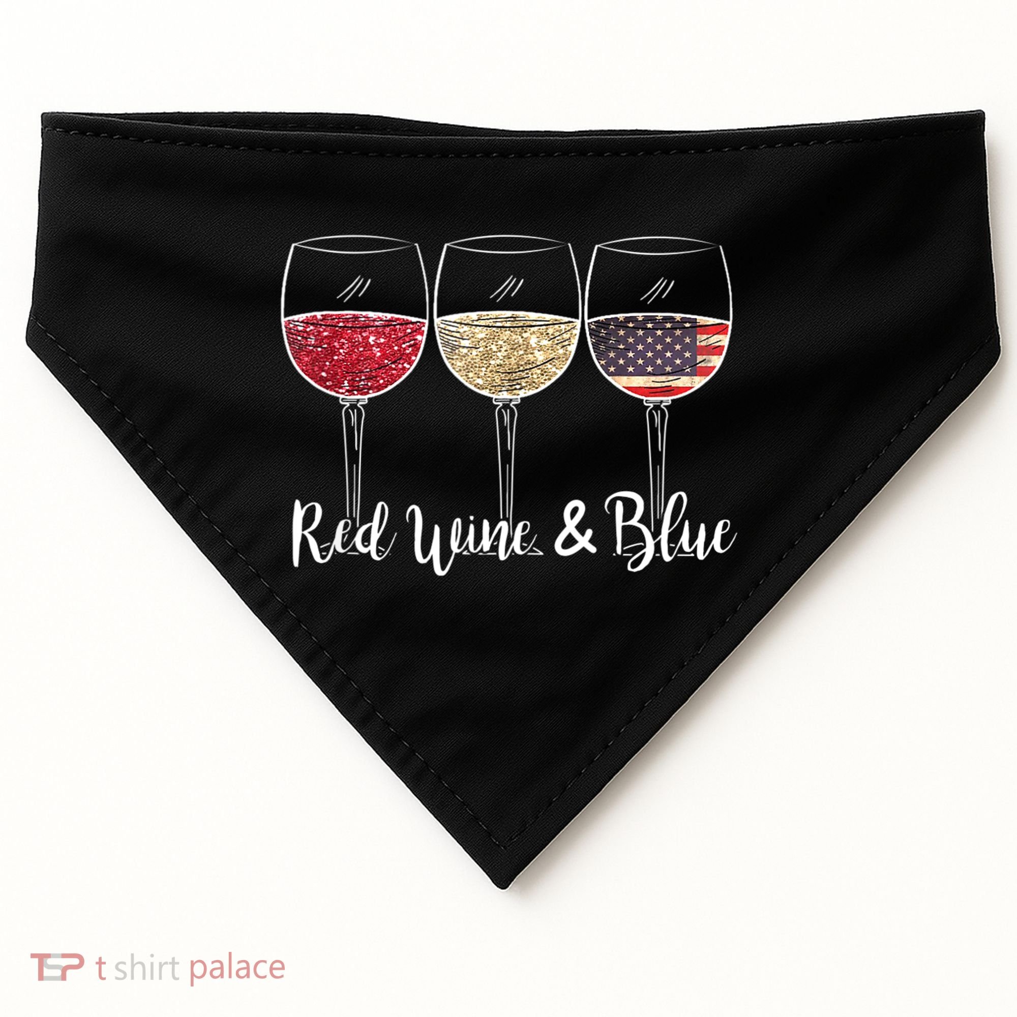 Red Wine & Blue 4th Of July Wine Red White Blue Wine Glasses USA-Made Doggie Bandana