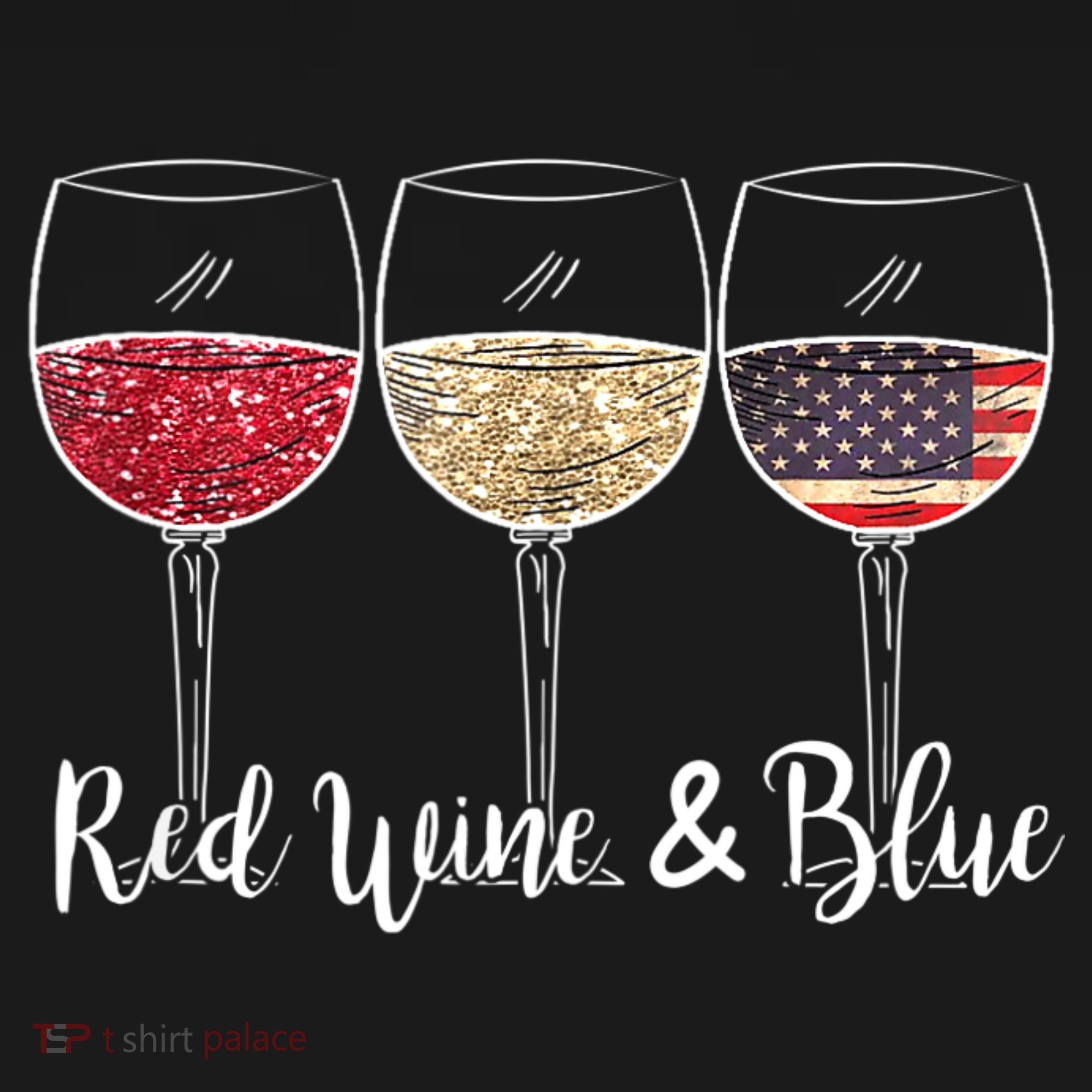 Red Wine & Blue 4th Of July Wine Red White Blue Wine Glasses Women's Hoodie