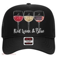 Red Wine & Blue 4th Of July Wine Red White Blue Wine Glasses Hat thumb 0