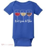 Red Wine & Blue 4th Of July Wine Red White Blue Wine Glasses Baby Bodysuit thumb 0